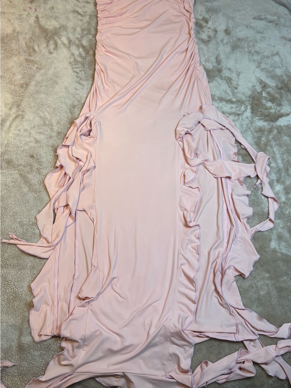 Lioness Light Pink Ruffle-Trim Maxi Dress